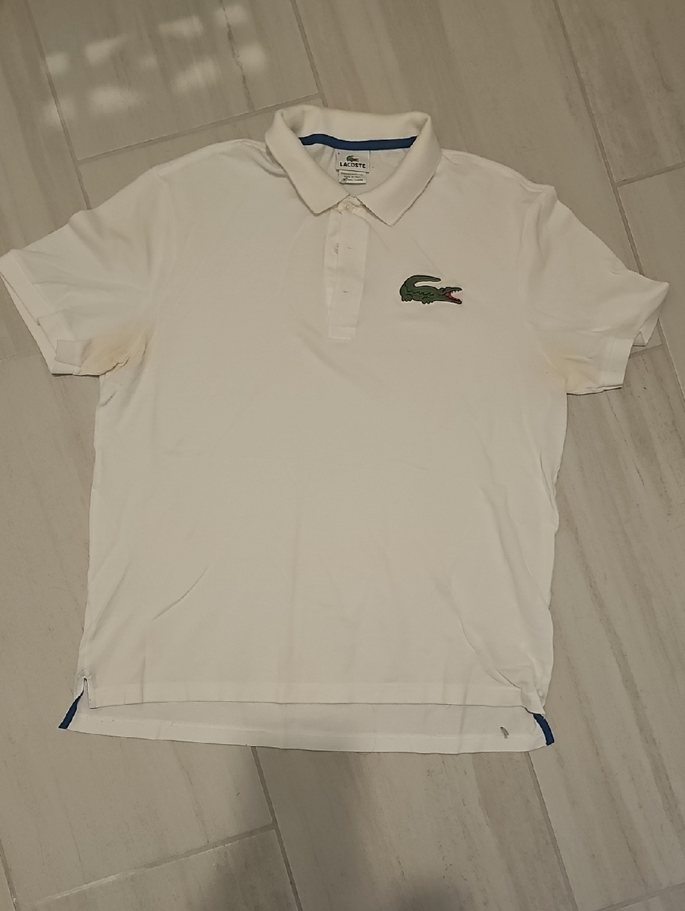 Lacoste Men’s White Polo with Green Crocodile Accent